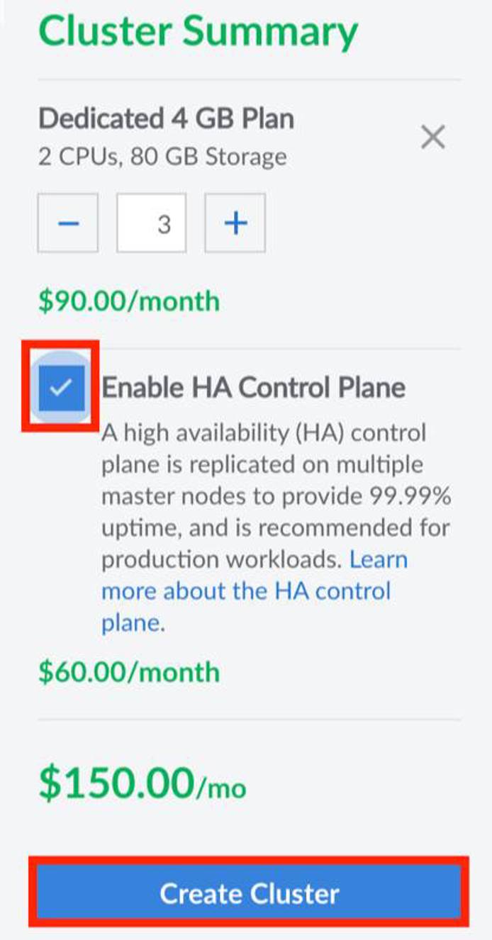 Kubernetes HA upgrade on Cluster Creation. LKE HA cluster creation