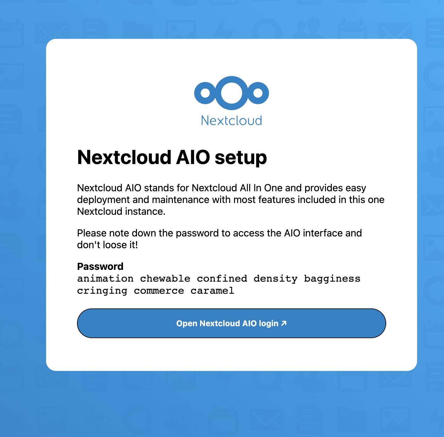Nextcloud AIO setup