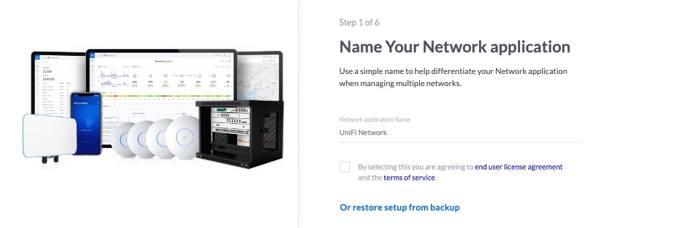 Screenshot of the UniFi Network name page